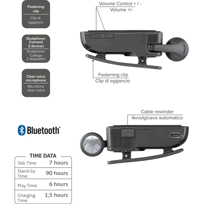 CELLULARLINE Auricolare Bluetooth mono AURICOLARI WIRELESS, Nero - immagine 4
