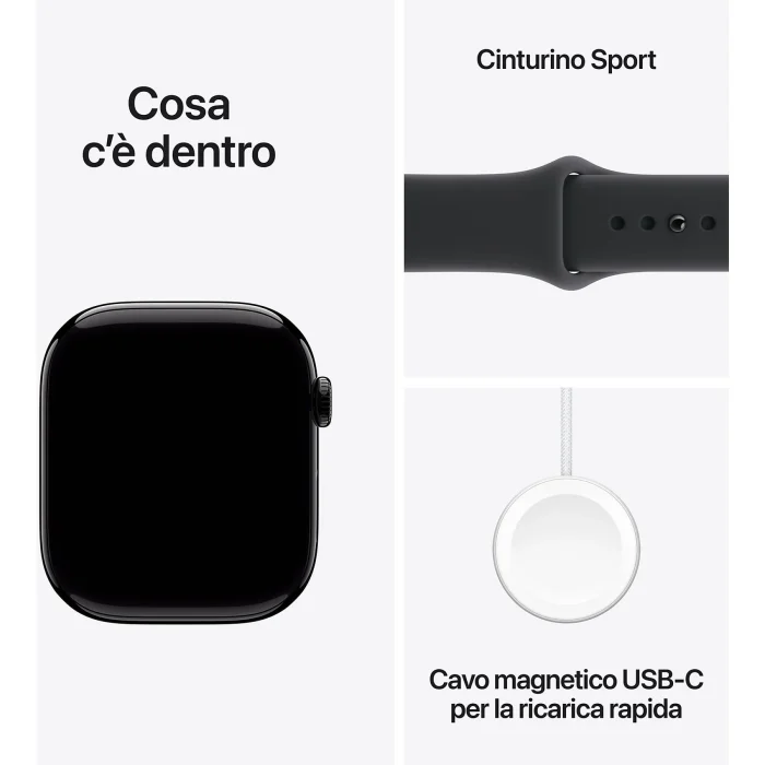 APPLE Watch Series 11 GPS + Cellular, Cassa 46 mm in alluminio Jet Black con Cinturino Sport nero - immagine 9