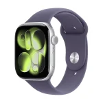 APPLE Watch Series 11 GPS, Cassa 46 mm in alluminio color argento con Cinturino Sport viola nebbia - immagine 2
