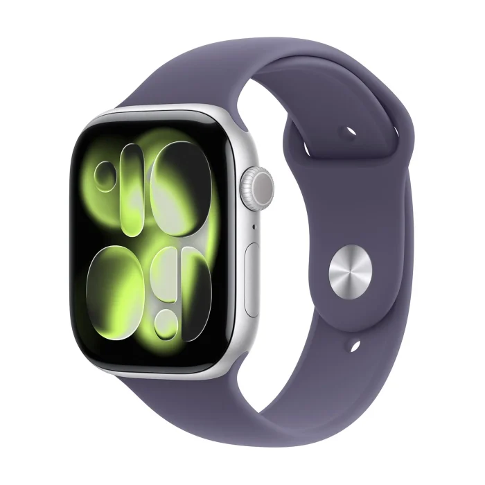 APPLE Watch Series 11 GPS, Cassa 46 mm in alluminio color argento con Cinturino Sport viola nebbia - immagine 2