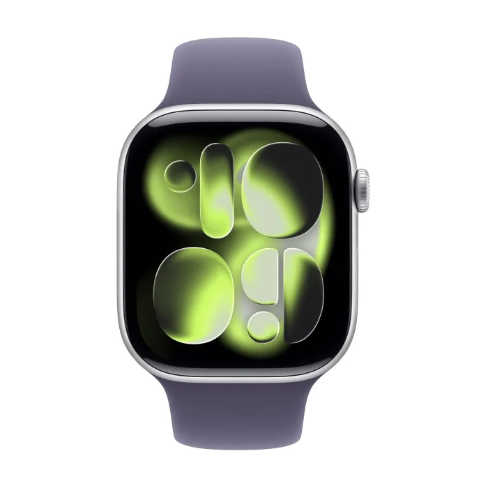 APPLE Watch Series 11 GPS, Cassa 46 mm in alluminio color argento con Cinturino Sport viola nebbia - immagine 1