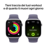 APPLE Watch Series 11 GPS, Cassa 46 mm in alluminio color argento con Cinturino Sport viola nebbia - immagine 3
