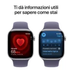 APPLE Watch Series 11 GPS, Cassa 46 mm in alluminio color argento con Cinturino Sport viola nebbia - immagine 4