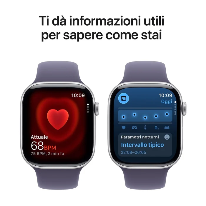 APPLE Watch Series 11 GPS, Cassa 46 mm in alluminio color argento con Cinturino Sport viola nebbia - immagine 4
