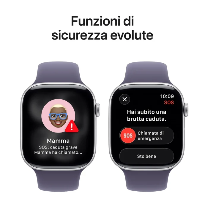 APPLE Watch Series 11 GPS, Cassa 46 mm in alluminio color argento con Cinturino Sport viola nebbia - immagine 5