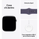 APPLE Watch Series 11 GPS, Cassa 46 mm in alluminio color argento con Cinturino Sport viola nebbia - immagine 6