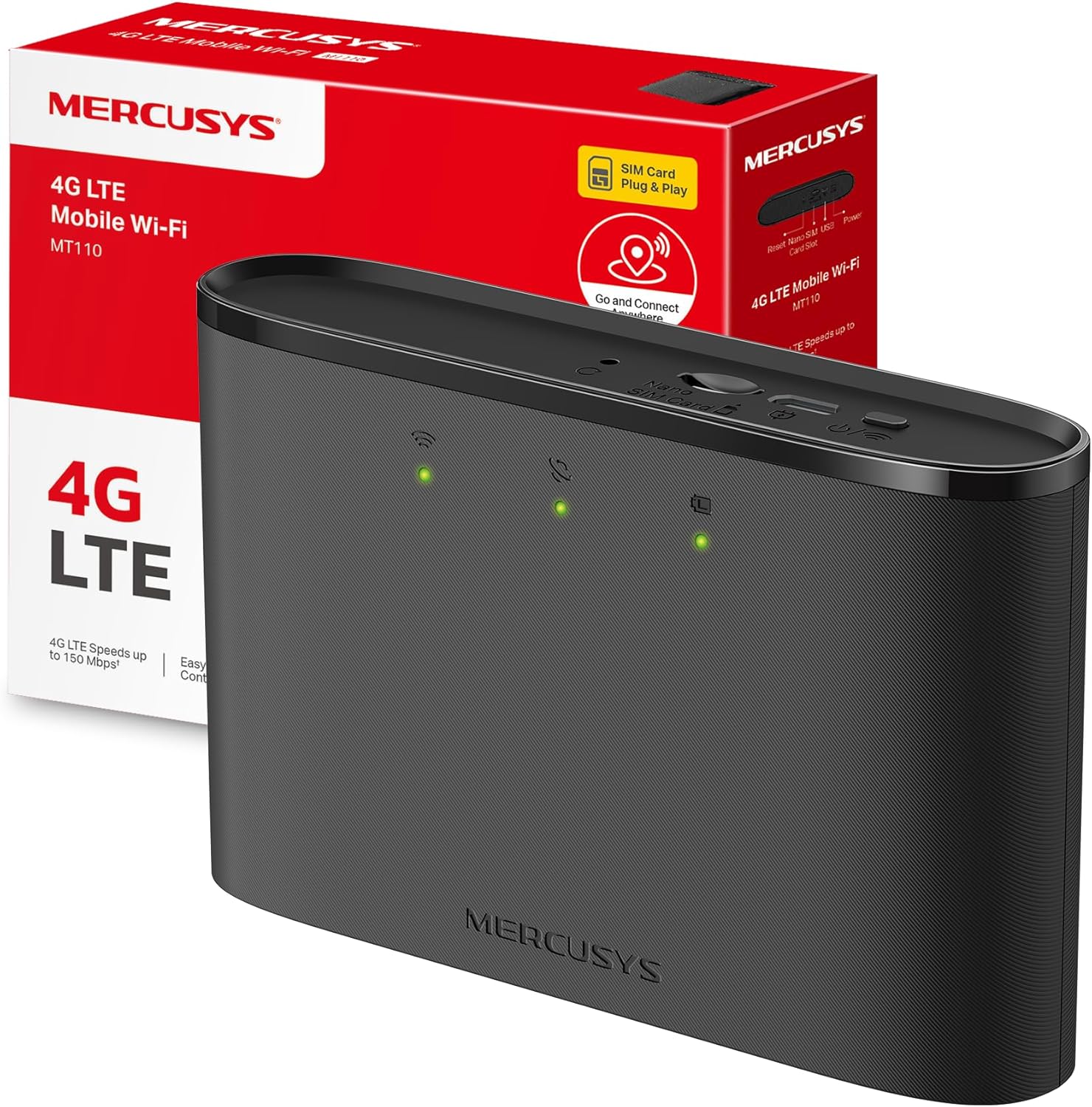 MERCUSYSMT110 Mercusys TP-Link MT110 Mobile WiFi Router 4G LTE Cat4, WiFi Portatile con Sim, Velocit di Download 150Mbps, Batteria Ricaricabile - immagine 1